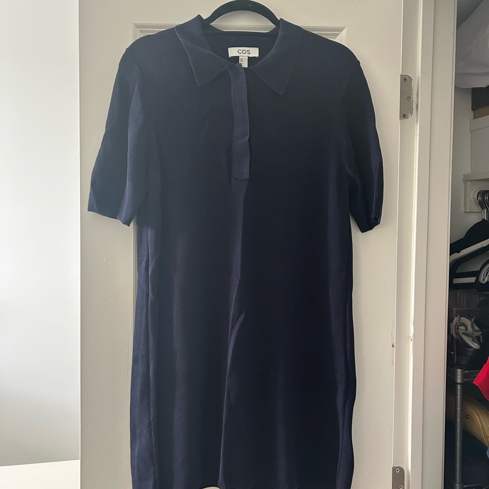 COS Navy Knit Polo Dress, size medium